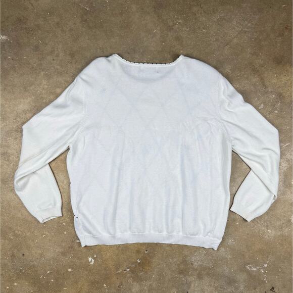 Alfred Dunner‎ Women’s XL White Floral Argyle Sweater Pullover Beaded Embroidery - Picture 4 of 9